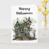 ハロウィンのお化け屋敷の挨拶 カード (黄色い花)
