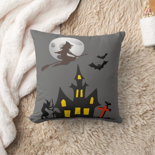 ハロウィンのお化け屋敷の枕 クッション (ブランケット)