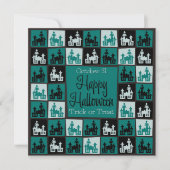 ハロウィンのお化け屋敷モザイク 招待状 (正面)