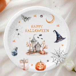 ハロウィンのお化け屋敷 ペーパープレート