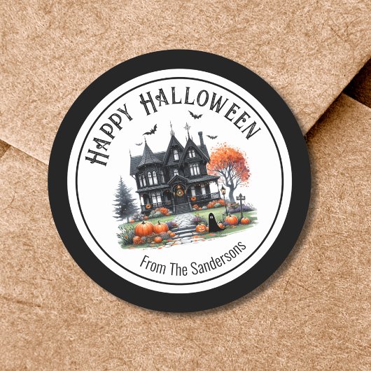 ハロウィンのお化け屋敷 ラウンドシール