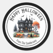 ハロウィンのお化け屋敷 ラウンドシール (正面)