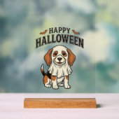 ハロウィンのお化け犬ビンテージ彫刻Tシャツ_ アクリルサイン (ニュートラル)