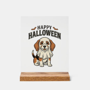 ハロウィンのお化け犬ビンテージ彫刻Tシャツ_ アクリルサイン