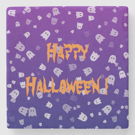 ハロウィンのお化け ストーンコースター (正面)