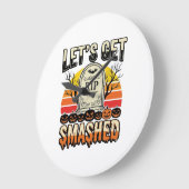 ハロウィンのお墓のデザインで「Let's Get Smashed」といちゃもんをつけてみる ラージ壁時計 (傾斜)