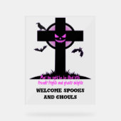 ハロウィンのお墓の十字架 アクリルサイン (正面)