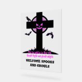 ハロウィンのお墓の十字架 アクリルサイン (傾斜)
