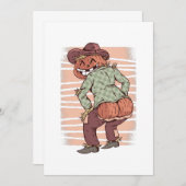 ハロウィンのお尻フリフリかかしパンプキン面白い 招待状 (正面/裏面)