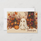 ハロウィンのお礼に うさぎの幽霊コスチューム サンキューカード (正面)