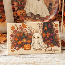 ハロウィンのお礼に うさぎの幽霊コスチューム サンキューカード