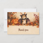 ハロウィンのお礼に バニーコウモリコスチューム サンキューカード (正面)