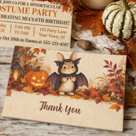 ハロウィンのお礼に バニーコウモリコスチューム サンキューカード