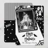 ハロウィンのお祝い ユーモラスなモノクロ写真 招待状 (正面/裏面)