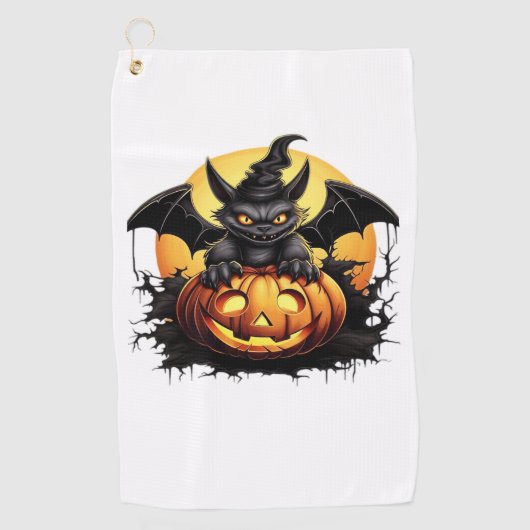 ハロウィンのお祝い - 面白いハロウィン定番Tシャツ ゴルフタオル (正面)