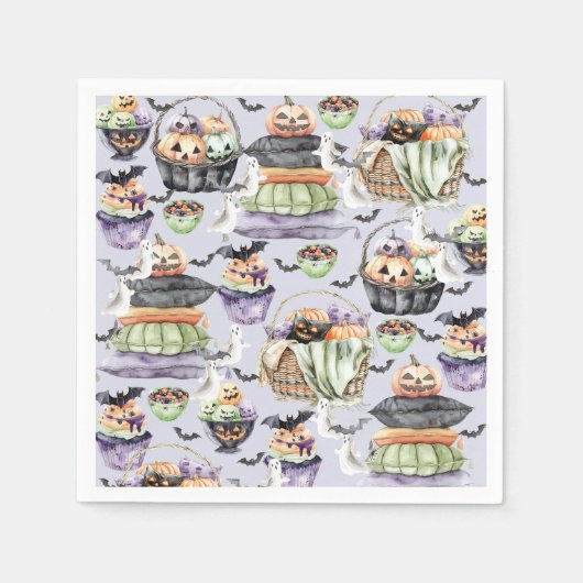 ハロウィンのお祭りスリープオーバー スタンダードカクテルナプキン (正面)