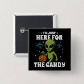 ハロウィンのお菓子だけが楽しみな宇宙人 缶バッジ (正面&裏面)