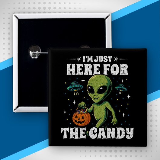 ハロウィンのお菓子だけが楽しみな宇宙人 缶バッジ