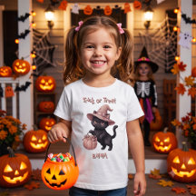 ハロウィンのお菓子の入れ物 カスタム 黒猫とピンクのキャンディーバケット