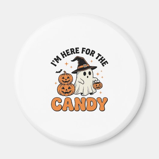 ハロウィンのお菓子の幽霊のかぼちゃ ビンテージ風デザイン おもしろ マグネット (正面)