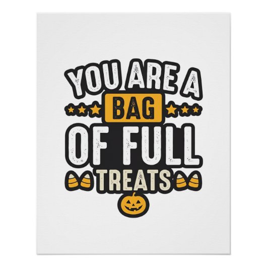 ハロウィンのお菓子の袋 ビンテージ ベクター デザイン_1 ポスター (正面)