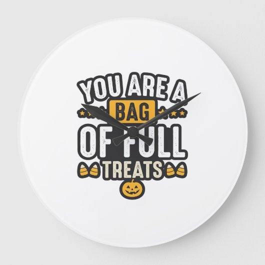 ハロウィンのお菓子の袋 ビンテージ ベクター デザイン_1 ラージ壁時計 (正面)