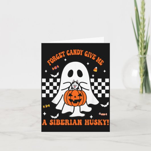 ハロウィンのお菓子よりシベリアンハスキーがいい カード (正面)