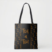 ハロウィンのお菓子をくれなきゃいたずらしちゃうぞ ブラックとオレンジ トートバッグ (正面)