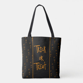 ハロウィンのお菓子をくれなきゃいたずらしちゃうぞ ブラックとオレンジ トートバッグ
