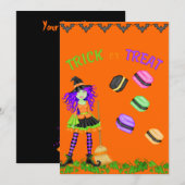 ハロウィンのお菓子をくれなきゃイタズラしちゃうよ ハロウィン招待状 招待状 (正面/裏面)