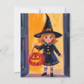 ハロウィンのお菓子をくれなきゃイタズラしちゃうよ 水彩画 シーズンカード (正面)