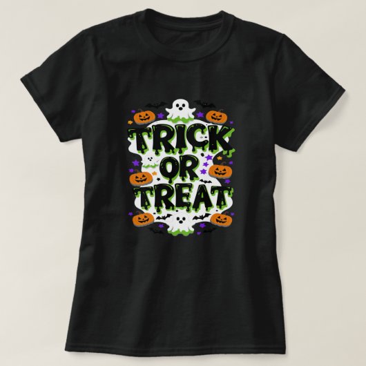 ハロウィンのお菓子をくれなきゃイタズラするぞ Tシャツ (デザイン正面)