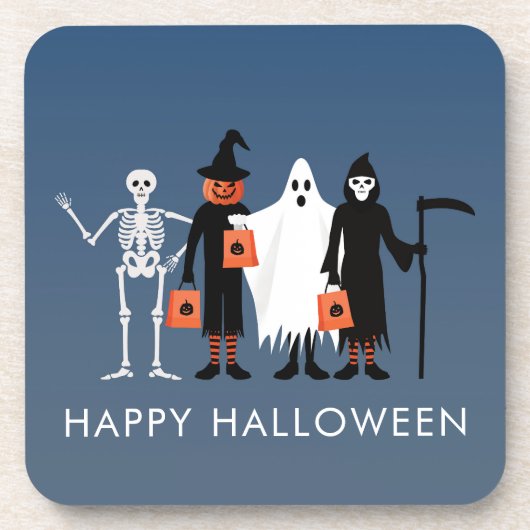 ハロウィンのお菓子をねだる人々 コースター (正面)