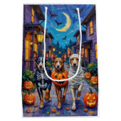 ハロウィンのお菓子をもらいにくるオーストラリアン・キャトル・ドッグ ミディアムペーパーバッグ (裏面)