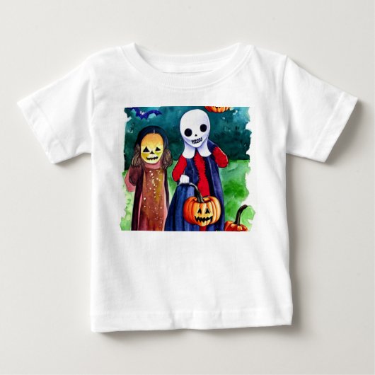 ハロウィンのお菓子をもらいにくる子供たち ベビーTシャツ (正面)