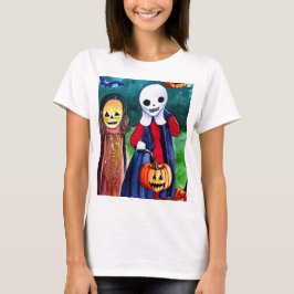 ハロウィンのお菓子をもらいにくる子供たち Tシャツ