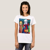 ハロウィンのお菓子をもらいにくる子供たち Tシャツ (正面フル)
