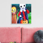 ハロウィンのお菓子をもらいに来た子供たち キャンバスプリント (インサイチュ (リビング))