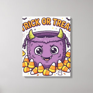 ハロウィンのお菓子をもらいに Funny Trick or Treat キャンバス