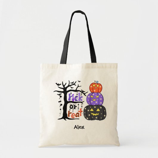 ハロウィンのお菓子をもらう子供用カスタムバック トートバッグ (正面)