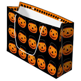 ハロウィンのお菓子をもらおうカボチャ ラージペーパーバッグ