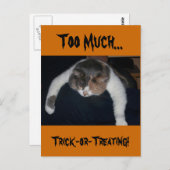 ハロウィンのお菓子を取るのが多すぎる！ ポストカード (正面/裏面)