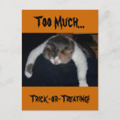 ハロウィンのお菓子を取るのが多すぎる！ ポストカード (正面)