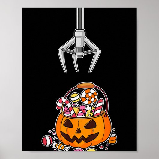 ハロウィンのお菓子を取ろう 面白いカボチャ ポスター (正面)
