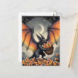 ハロウィンのお菓子を持った生き物 ポストカード