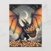 ハロウィンのお菓子を持った生き物 ポストカード (正面)