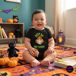 ハロウィンのお菓子を諦めろ ベビーボディスーツ