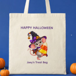 ハロウィンのお菓子を運ぶネズミ トートバッグ