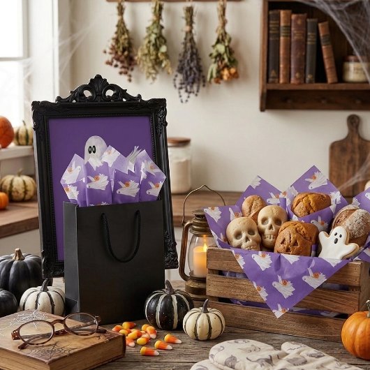ハロウィンのお菓子を集めるおばけ 薄葉紙