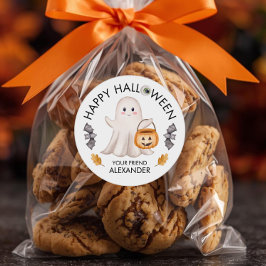 ハロウィンのお菓子入れ袋 おばけ ラウンドシール